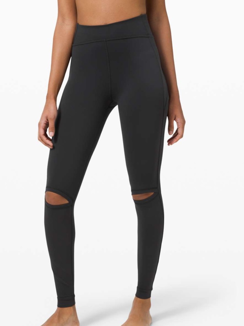 LULULEMON • Force Within black high-rise tight 28” leggings knee cutouts gymcore